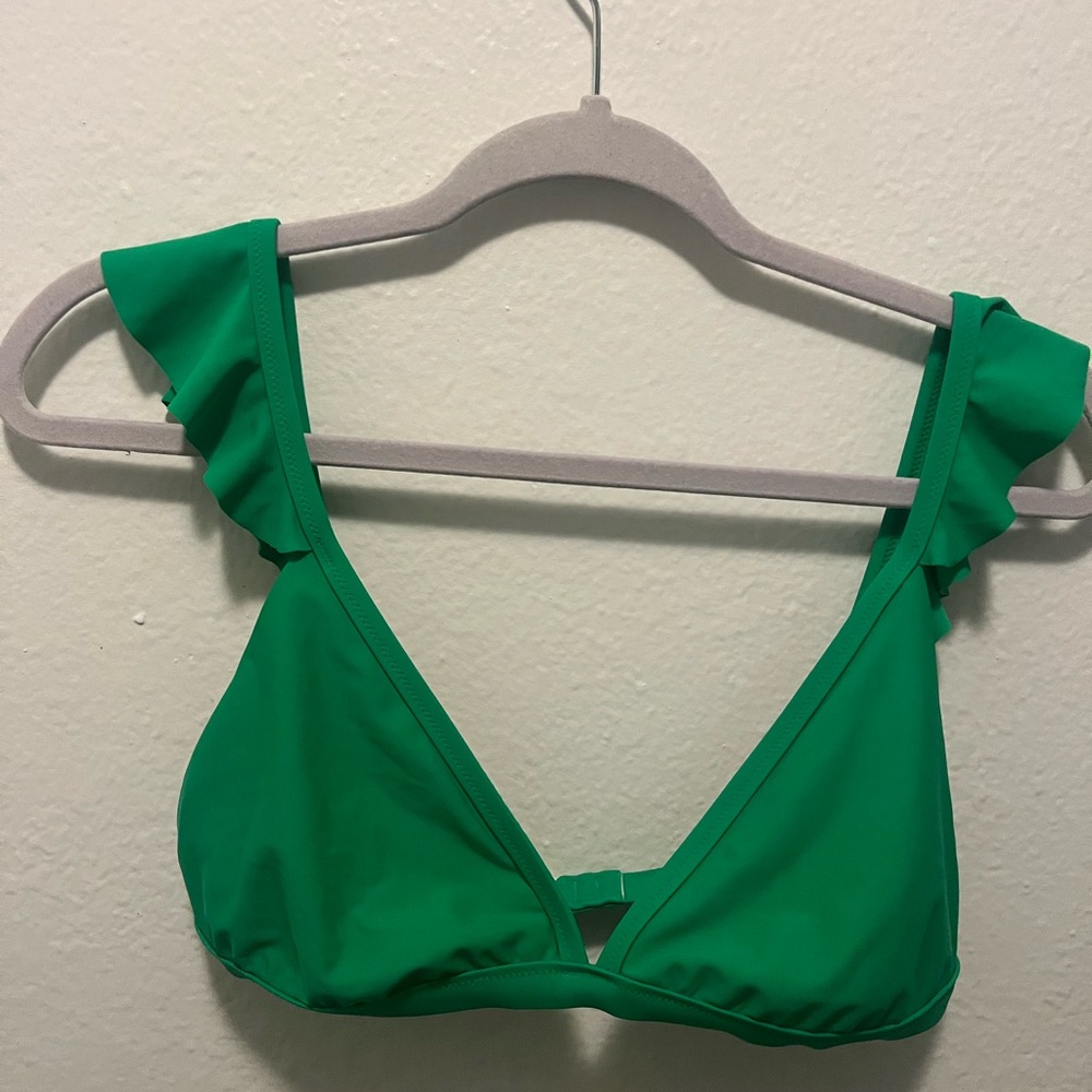 J. Crew Green Ruffle Strap Bikini Top - Picture 3 of 6